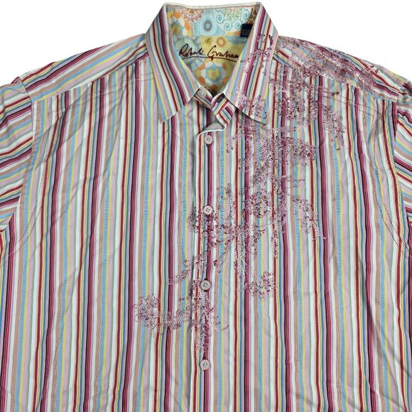 Robert Graham Other - Robert Graham Mens Striped Embroidered Long Sleeve Button-Up Shirt, XL